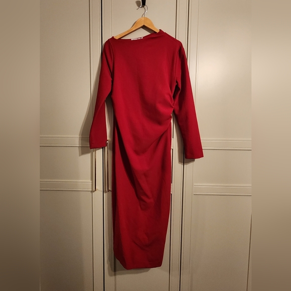 Zara Red Long Sleeve Midi Dress BNWT - Picture 3 of 9
